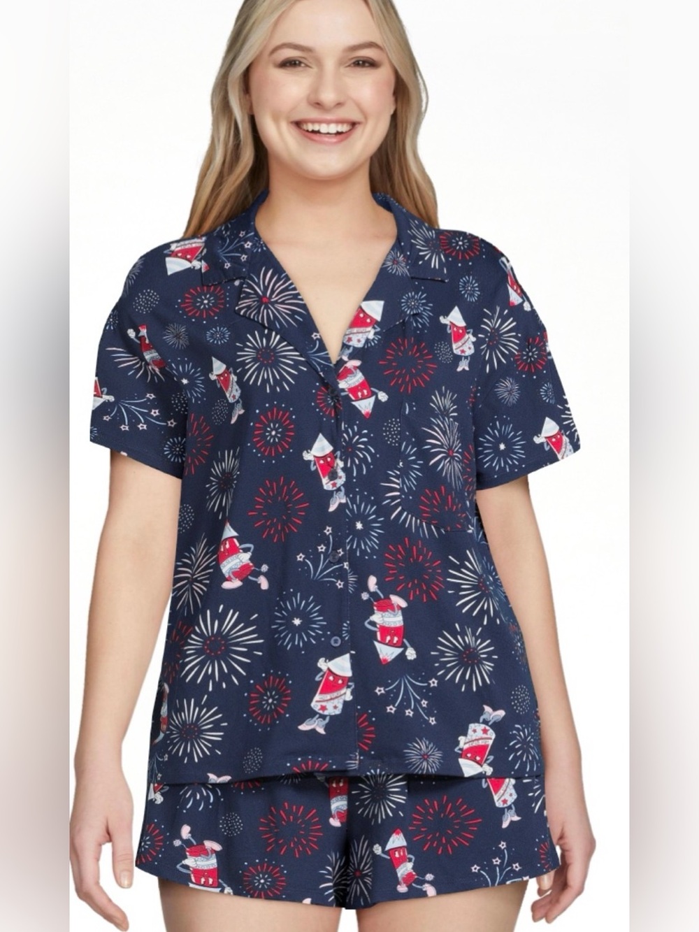 Way to Celebrate Women's Americana Shorty Pajama Set, 2-Piece, Size 3X